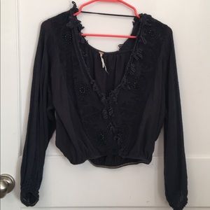 CROPPED FREE PEOPLE LONG SLEEVE TOP